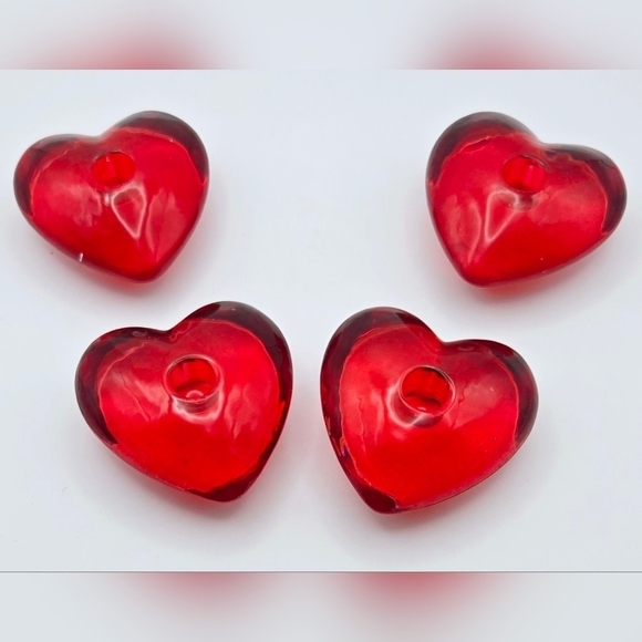 Williams Sonoma Red Glass Heart Mini Taper Candle Holders Set of 4 - Picture 7 of 13